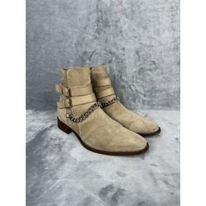 Women's Aldo Eolophus suede ankle boots Tan/Beige With Chain And Strap Size 7.5